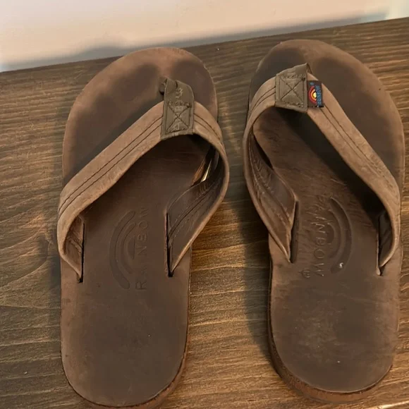 Kids Rainbow flip flops still have some life. Worn 1 summer, no smells. - Picture 1 of 2